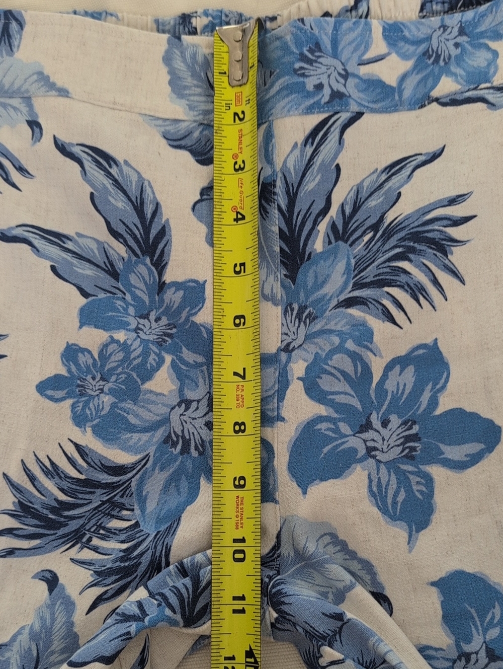 Draper's & Damon's Women's Blue Floral Wide-Leg Linen Blend Cropped Pants Petite - Picture 9 of 11